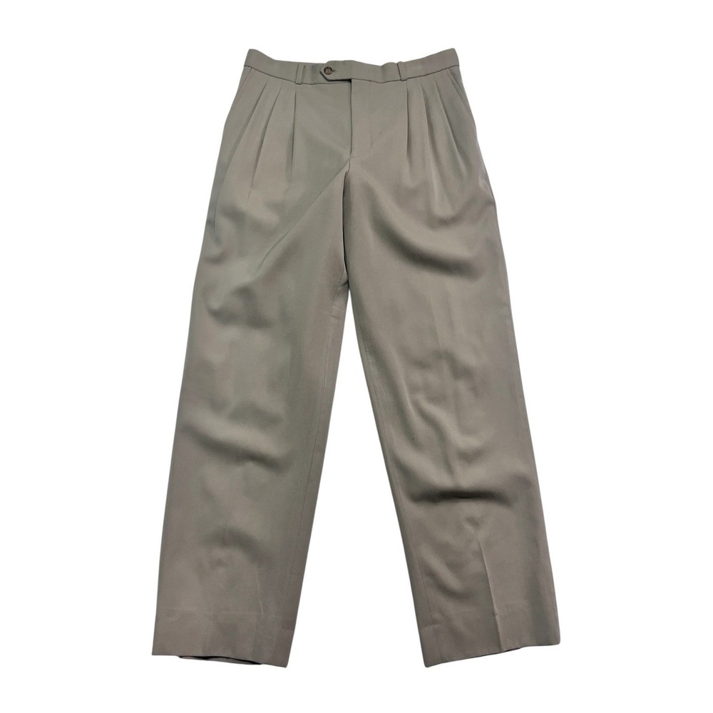 vtg 90s Cordovan‎ Grey 33x31 Tan Dress Suit Pants Trousers 100% Wool Pleated